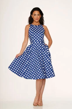 Blue Polka Dot Swing Dress