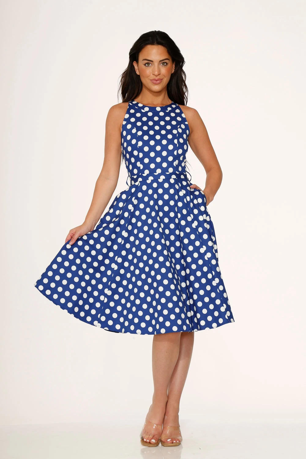 Blue Polka Dot Swing Dress 3 Blue Polka Dot Swing Dress