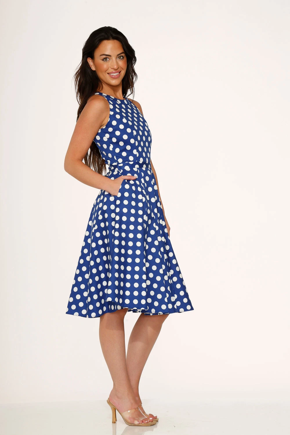 Blue Polka Dot Swing Dress 5 Blue Polka Dot Swing Dress - Image 3