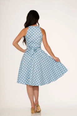 Orchid Bloom Light Blue with White Polka Dots – Vintage Retro Pockets Swing Midi Dress 11 Orchid Bloom Light Blue with White Polka Dots – Vintage Retro Pockets Swing Midi Dress -ModCloth 21922 Light Blue White Dot Dress 14