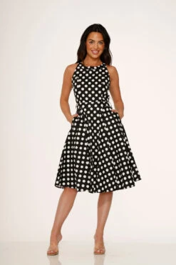 Black & White Polka Dot Swing Dress -ModCloth 21923 Black White Polka Dot Dress 2