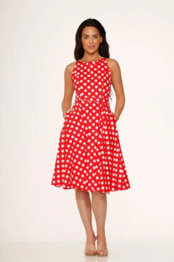 Red Polka Dot Swing Dress -ModCloth 21924RedWhitePolkaDotDress 1