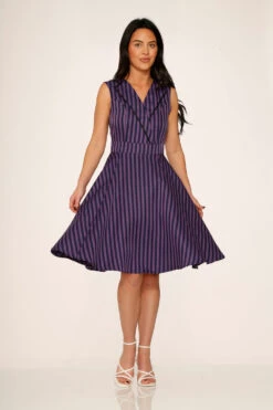 Black & Purple Stripe Swing Dress -ModCloth 21956 Purple Stripe Swing Dress 12