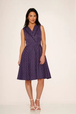 Black & Purple Stripe Swing Dress -ModCloth 21956 Purple Stripe Swing Dress 6