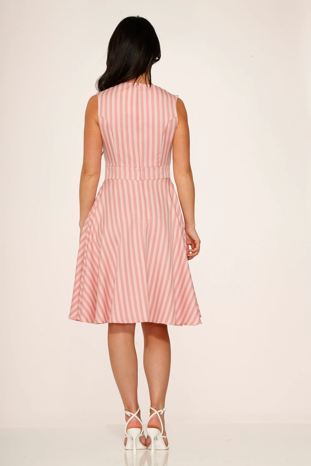 Pink Stripe Swing Dress – Vintage-Inspired Midi with Functional Pockets 7 Pink Stripe Swing Dress – Vintage-Inspired Midi with Functional Pockets - Image 5