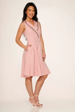 Pink Stripe Swing Dress – Vintage-Inspired Midi with Functional Pockets 11 Pink Stripe Swing Dress – Vintage-Inspired Midi with Functional Pockets -ModCloth 21958 Pink Stripe Swing Dress 7