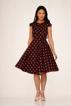 Black & Pink Polka Dot Swing Dress -ModCloth 21971 Black Pink Polka Dot Dress 11