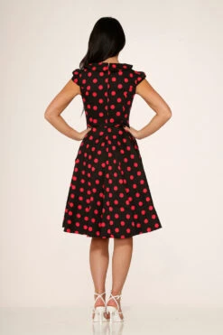 Black & Pink Polka Dot Swing Dress -ModCloth 21971 Black Pink Polka Dot Dress 14