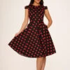 Black & Pink Polka Dot Swing Dress -ModCloth 21971 Black Pink Polka Dot Dress 3