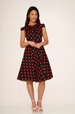 Black & Pink Polka Dot Swing Dress -ModCloth 21971 Black Pink Polka Dot Dress 6
