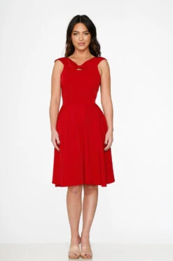 Orchid Bloom Red Midi Swing Dress – Elegant Sleeveless Fit & Flare with Pockets 17 Orchid Bloom Red Midi Swing Dress – Elegant Sleeveless Fit & Flare with Pockets -ModCloth 22032 Red Swing Dress 1