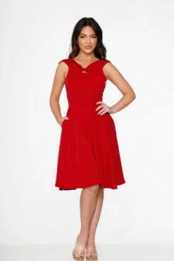 Orchid Bloom Red Midi Swing Dress – Elegant Sleeveless Fit & Flare with Pockets 12 Orchid Bloom Red Midi Swing Dress – Elegant Sleeveless Fit & Flare with Pockets -ModCloth 22032 Red Swing Dress 3