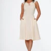 Orchid Bloom Off White Occasional Swing Midi Dress – Elegant Bridal Event A-Line with Pockets