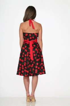 Black & Red Cherry Halter Dress -ModCloth 22110 Black Red Cherry Halter Dress 16