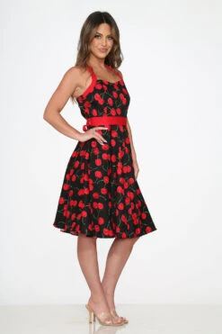 Black & Red Cherry Halter Dress -ModCloth 22110 Black Red Cherry Halter Dress 8