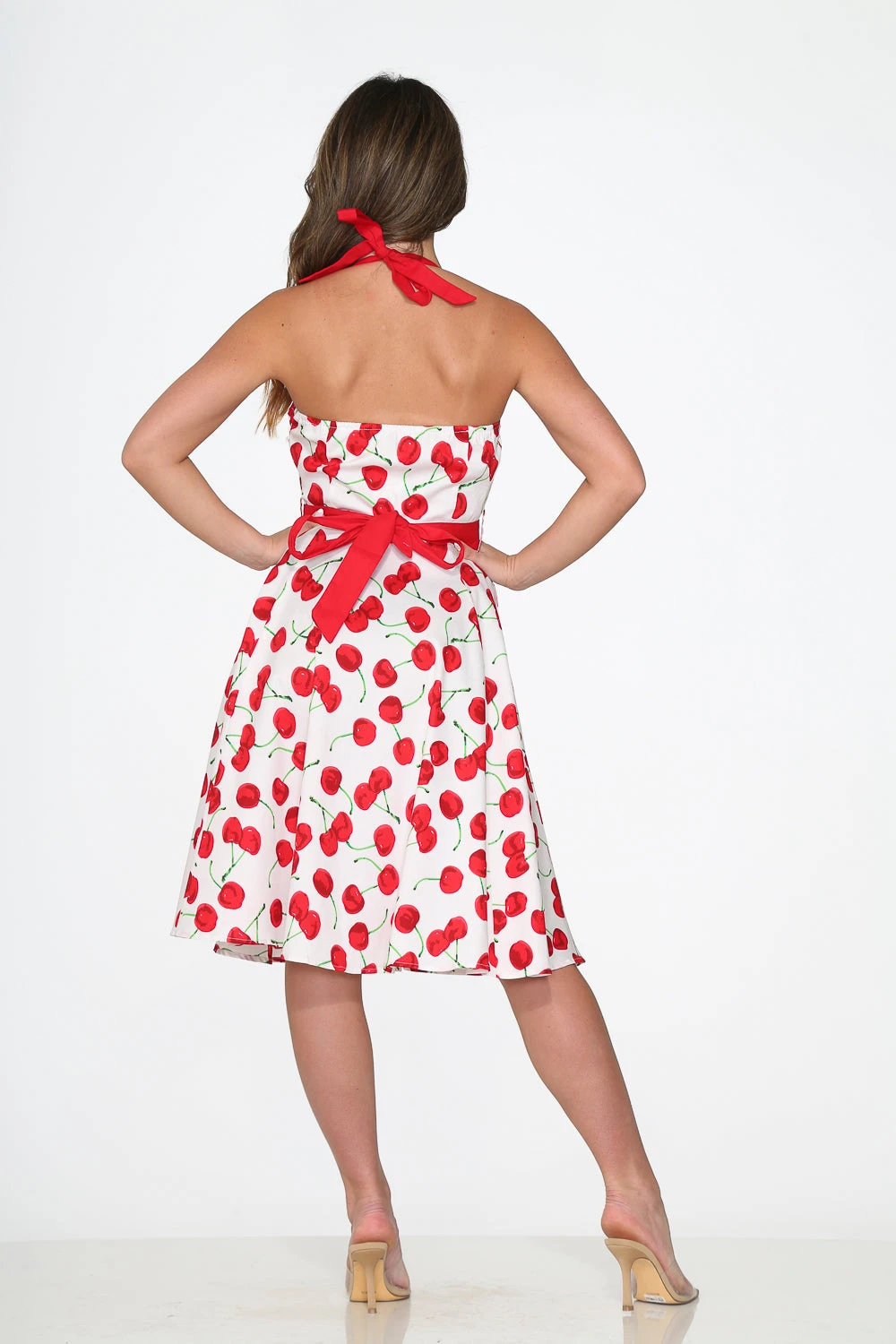 White Red Cherry Halter Swing Dress 8 White Red Cherry Halter Swing Dress - Image 6