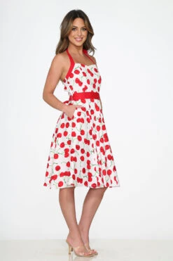 White Red Cherry Halter Swing Dress 13 White Red Cherry Halter Swing Dress -ModCloth 22111 White Red Cherry Halter Dress 8