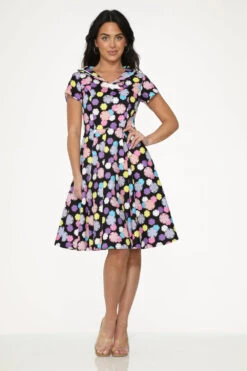 Black & Purple Swing Dress 11 Black & Purple Swing Dress -ModCloth 22150 Black Purple Circle Dress 2