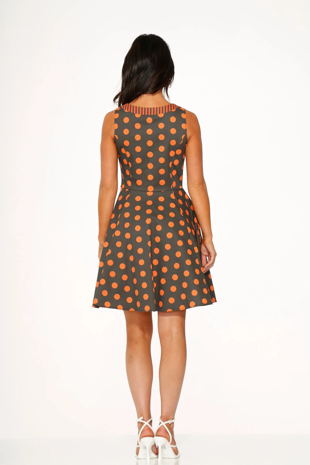 Orange Polka Dot Swing Mini Dress 6 Orange Polka Dot Swing Mini Dress - Image 4