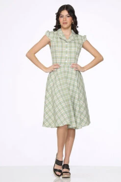 Orchid Bloom Green Plaid Vintage Swing Dress - Midi Length with Pockets 10 Orchid Bloom Green Plaid Vintage Swing Dress - Midi Length with Pockets -ModCloth 23262 Green Plaid Swing Dress 3