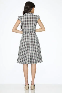 Black Plaid Swing Dress with Pockets – Vintage-Inspired A-Line Midi Dress -ModCloth 23265 Brown White Plaid Swing Dress 19