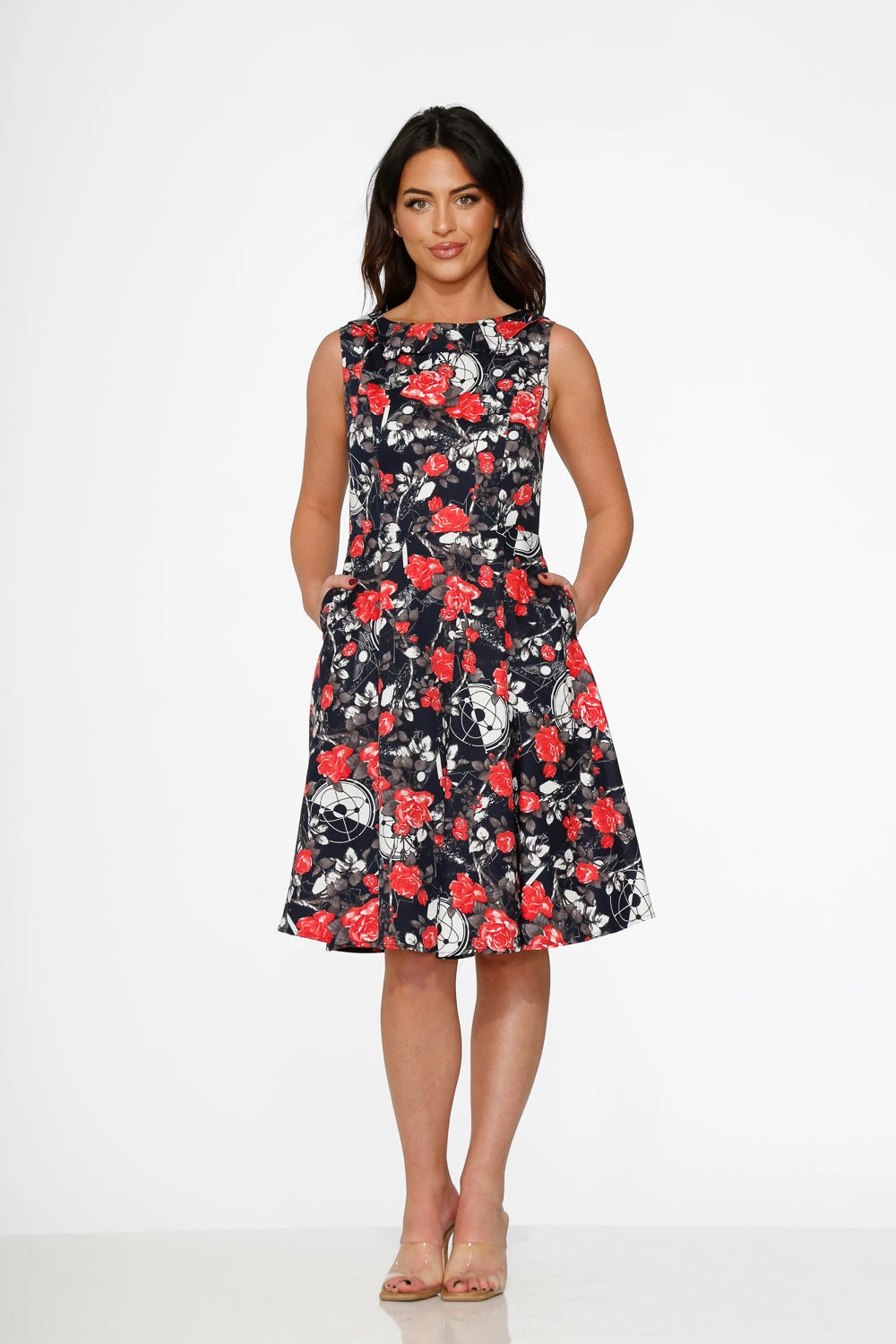 Navy Floral Swing Dress 6 Navy Floral Swing Dress - Image 4