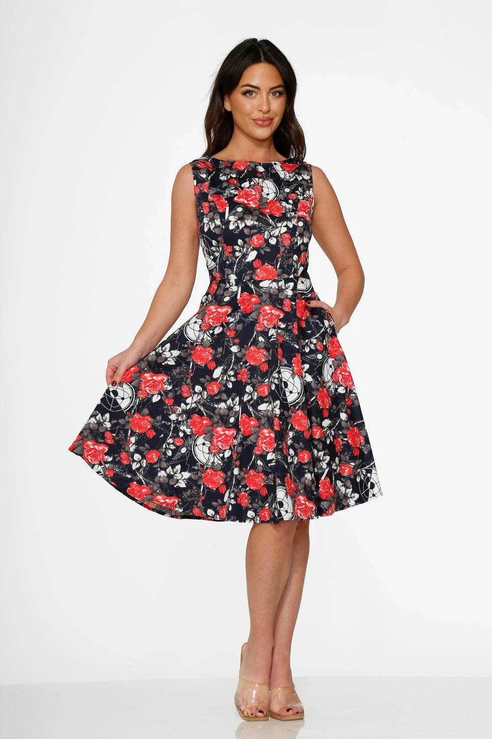 Navy Floral Swing Dress 4 Navy Floral Swing Dress - Image 2
