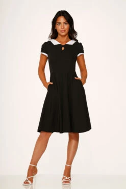 Black & White Keyhole Swing Dress