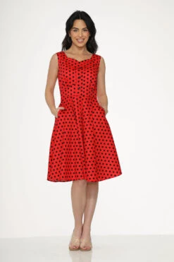 Red Black Polka Dot Swing Dress -ModCloth 23640RedBlackPolkaDotSwingDress 2