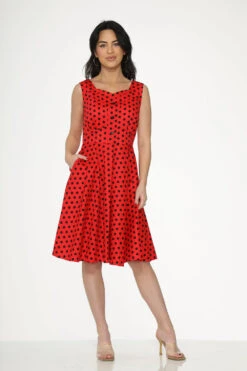 Red Black Polka Dot Swing Dress -ModCloth 23640 Red Black Polka Dot Swing Dress 4