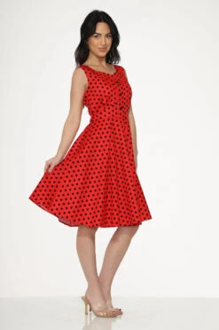 Red Black Polka Dot Swing Dress -ModCloth 23640 Red Black Polka Dot Swing Dress 8
