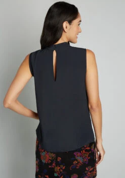 ModCloth Perfectly Particular Black Sleeveless Blouse - Mock Neck Keyhole Top -ModCloth 2364c64ac88bd85db68c2213ad624245