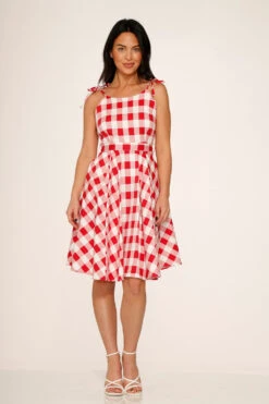 Red & White Picnic Swing Dress -ModCloth 24360 Picnic Swing Dress White Red 6