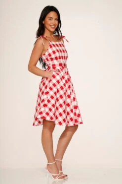 Red & White Picnic Swing Dress -ModCloth 24360 Picnic Swing Dress White Red 9