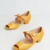 Chelsea Crew Mustard Yellow Major Motion Peep-Toe Heel – Vintage Cut-Out Ribbon Lace Mid-Heel