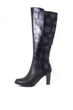 Geller Black Leather Floral Lace Back Tall Boots – 3-Inch Heel Chic Zip-Up Footwear -ModCloth 2 098da310 482d 4152 86d1 8d93bd986e6d