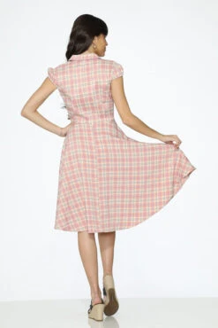 Orchid Bloom Pink Plaid Vintage Swing Dress – Retro Midi with Side Pockets -ModCloth 32364 Pink Plaid Swing Dress 26