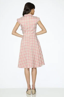 Orchid Bloom Pink Plaid Vintage Swing Dress – Retro Midi with Side Pockets -ModCloth 32364 Pink Plaid Swing Dress 28