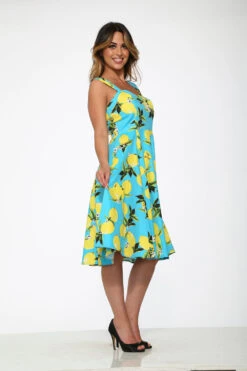 Orchid Bloom Aqua Blue Lemon Print Swing Dress – Retro Vintage Midi Style 13 Orchid Bloom Aqua Blue Lemon Print Swing Dress – Retro Vintage Midi Style -ModCloth 3558 Aqua Lemon Dress 7