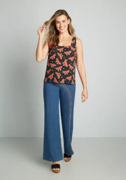 ModCloth Starry Butterfly Square Neck Tank Top - Black Flowy Plus Size Top -ModCloth 3dc870787dadc06c5563b14b80eef97e