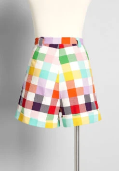 Collectif Rainbow Gingham High-Waisted Shorts – Vintage Picnic Party Style with Foldover Cuffs 8 Collectif Rainbow Gingham High-Waisted Shorts – Vintage Picnic Party Style with Foldover Cuffs -ModCloth 42ff350fcdf2e25bbd24de6045099f85