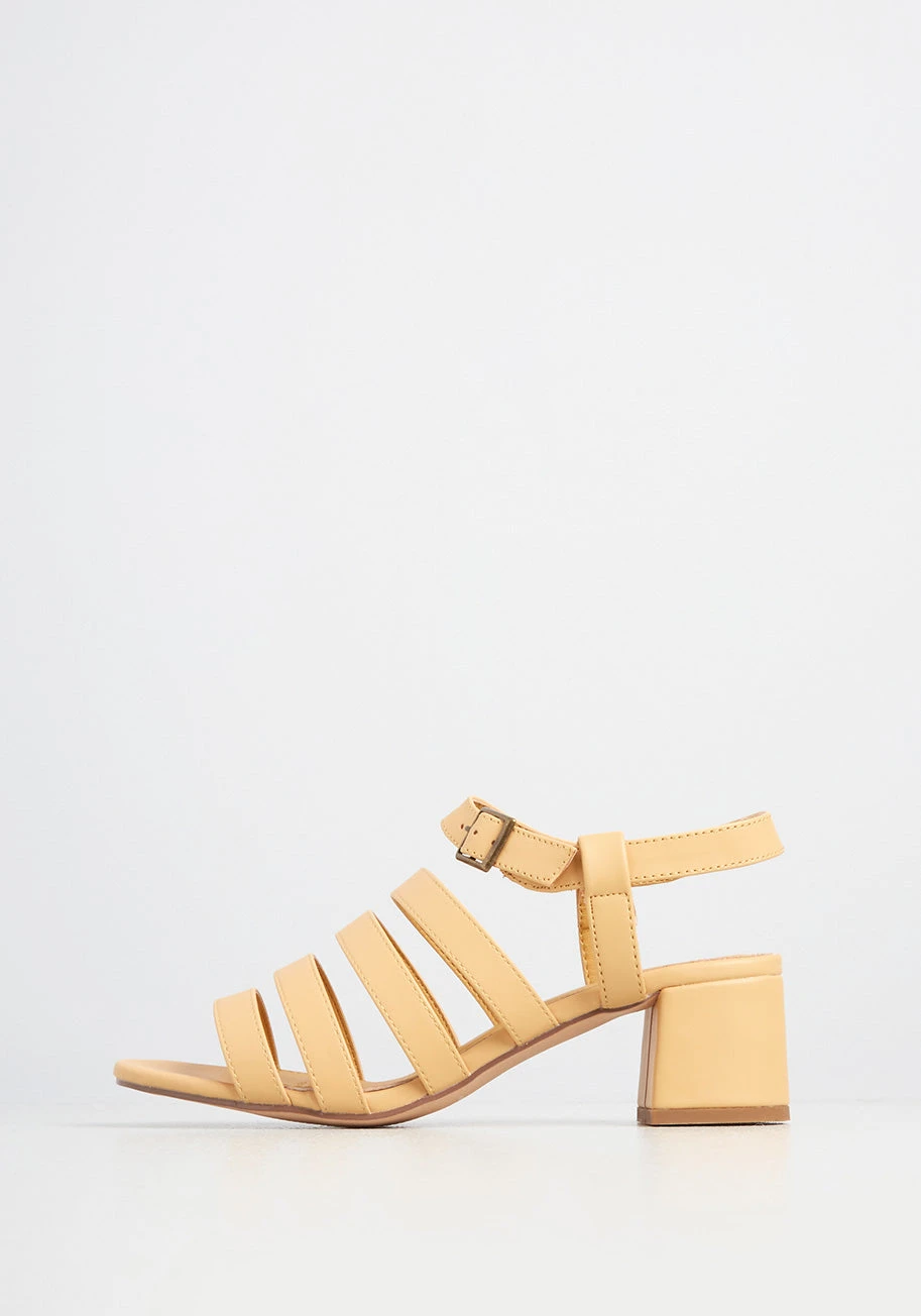 Princess Highway Seaside Sunset Yellow Vegan Leather Strappy Block Heel Sandals 4 Princess Highway Seaside Sunset Yellow Vegan Leather Strappy Block Heel Sandals - Image 2