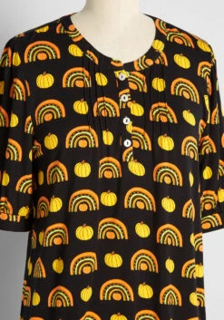 ModCloth Black Autumn Pumpkin Print – Vintage Henley Blouson Sleeve Top -ModCloth 475f4a3b71bc51fe62bd00d1e382117d