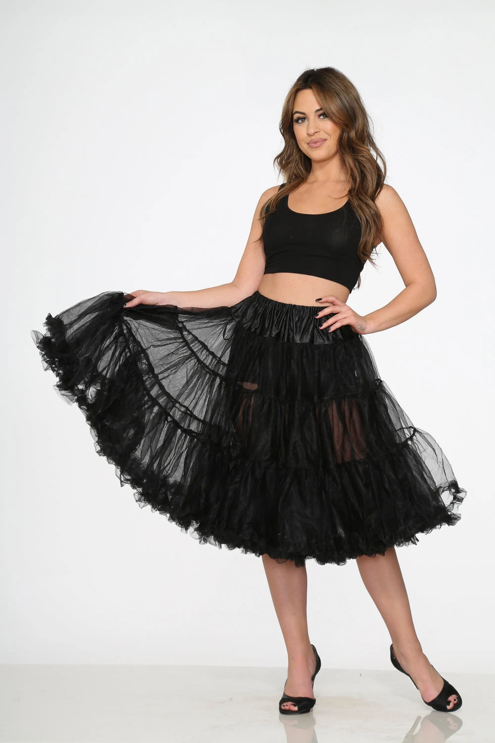 Orchid Bloom Classic Black 25-Inch Layered Tulle Petticoat – Vintage Volume Underskirt 4 Orchid Bloom Classic Black 25-Inch Layered Tulle Petticoat – Vintage Volume Underskirt - Image 2