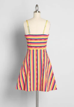 ModCloth x Hello Kitty Rainbow Stripe with Red Bows – Sleeveless Fit & Flare Dress -ModCloth 5b5a95351b3555f1379df444d5e2bae3