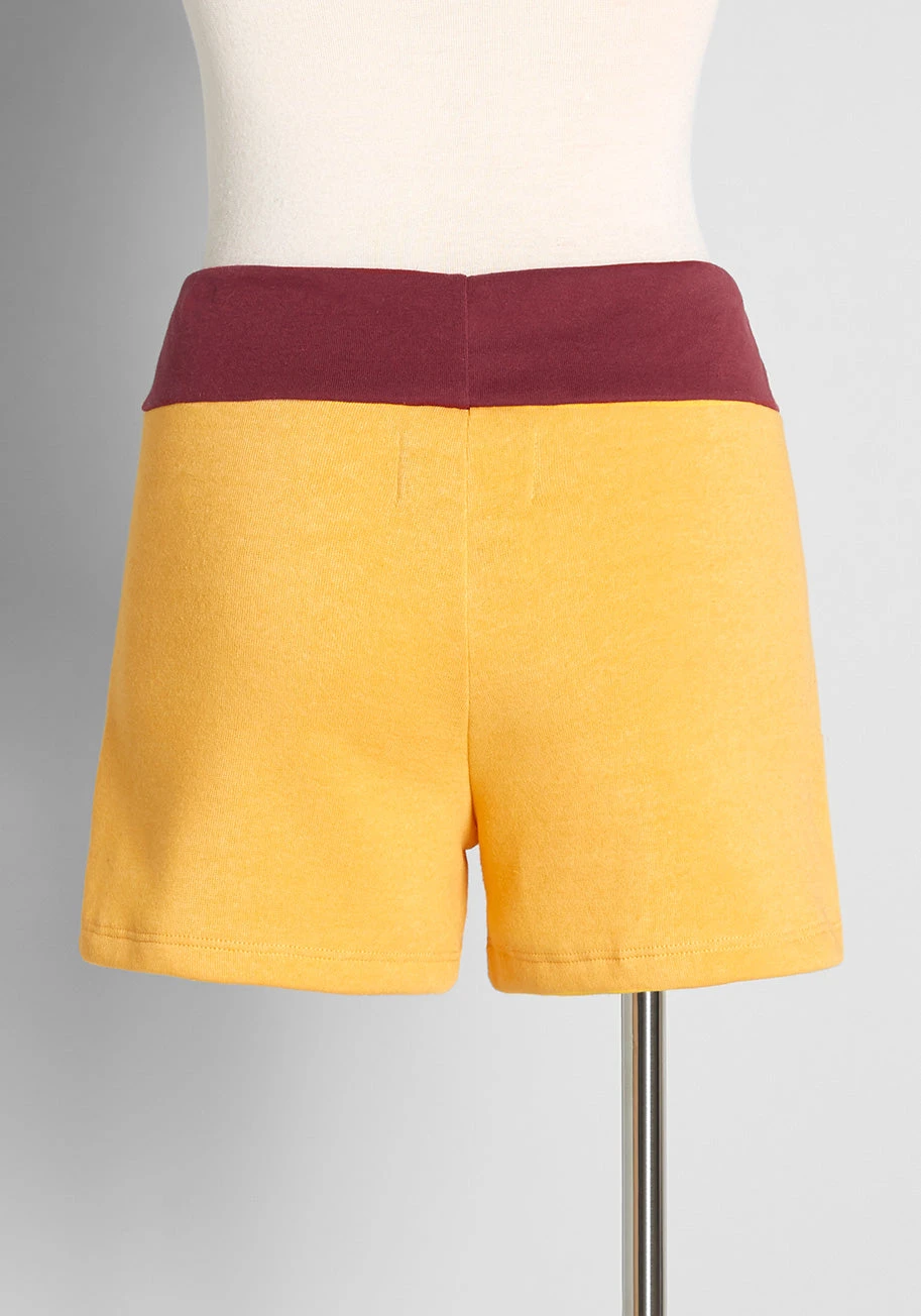 ModCloth X CAMP Collection Yellow and Burgundy Colorblock Drawstring Shorts 8 ModCloth X CAMP Collection Yellow and Burgundy Colorblock Drawstring Shorts - Image 6