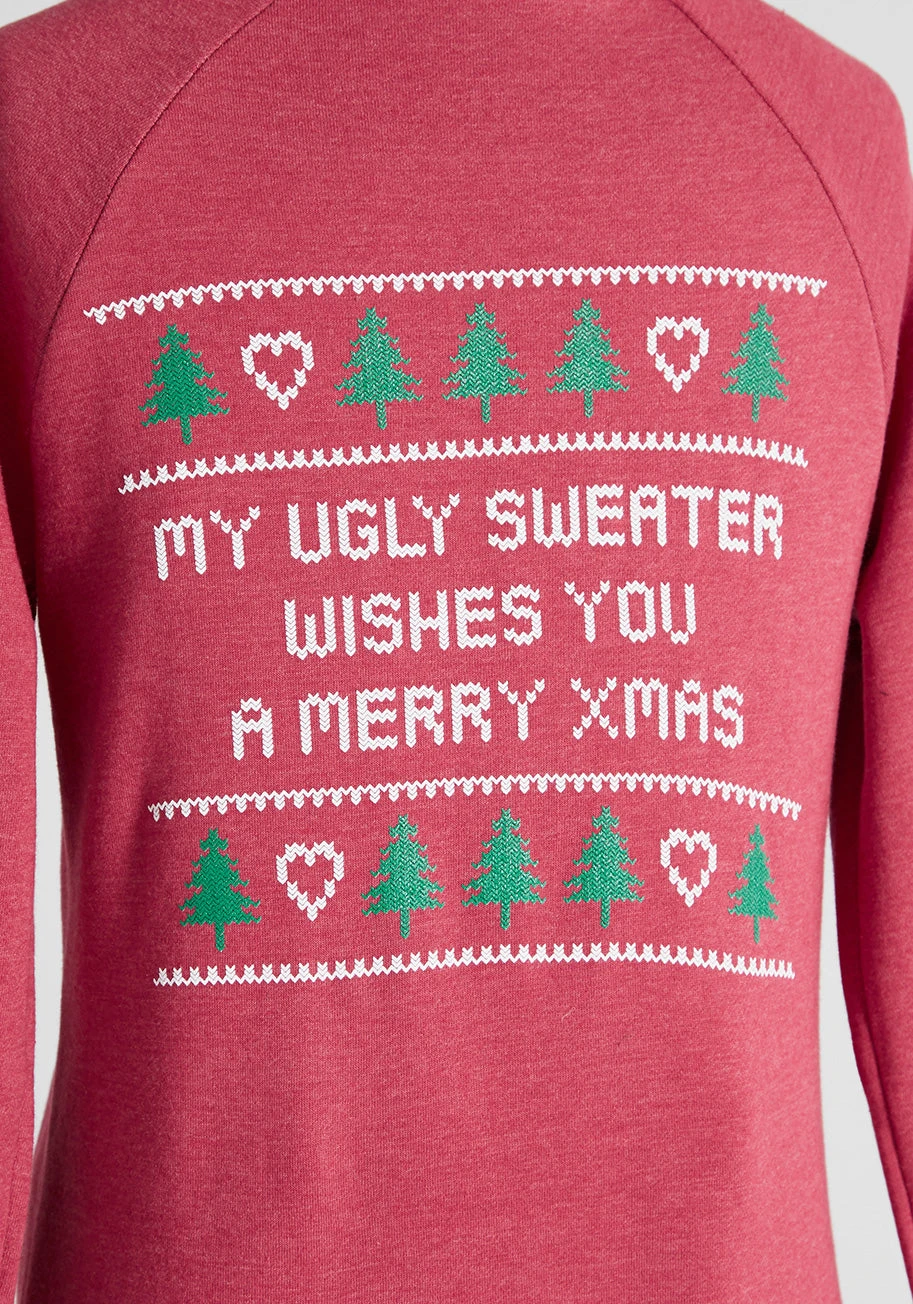 Love My Ugly Christmas Sweater Heather Red Zip-Up Hoodie – Festive Reindeer & Snowflake Holiday Sweatshirt 5 Love My Ugly Christmas Sweater Heather Red Zip-Up Hoodie – Festive Reindeer & Snowflake Holiday Sweatshirt - Image 3