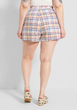 ModCloth x Collectif White Rainbow Gingham High-Rise Shorts – Summer Party Streamers Edition -ModCloth 90a58bee4c711fd6d345ed263635b4ba