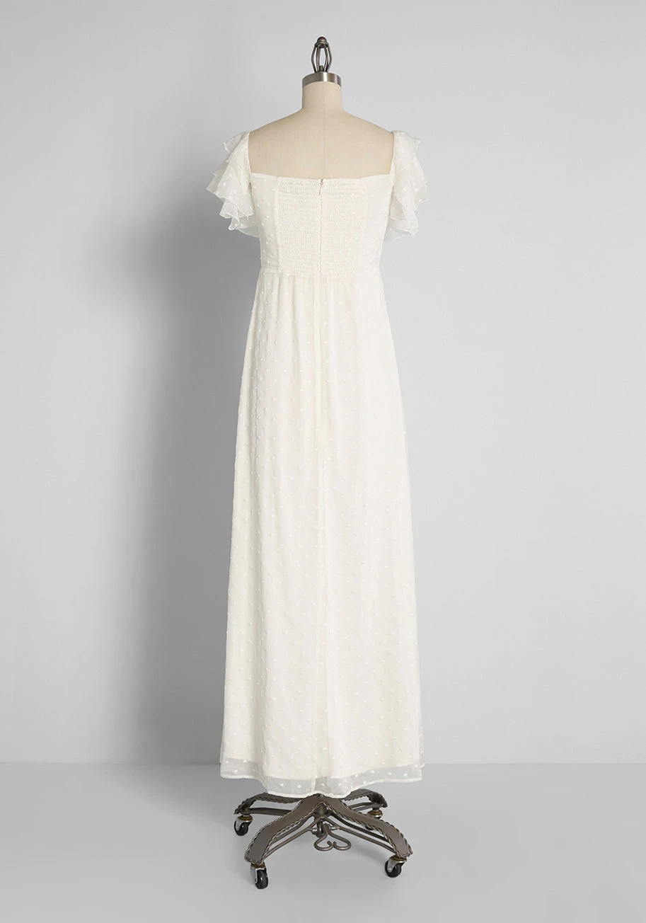 ModCloth Southern Belles Ringing White Swiss Dot Off-The-Shoulder Maxi Dress 5 ModCloth Southern Belles Ringing White Swiss Dot Off-The-Shoulder Maxi Dress - Image 3