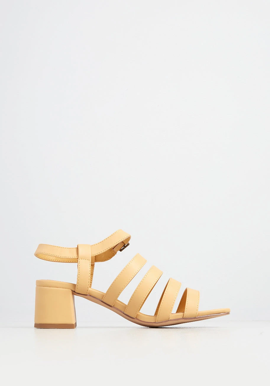 Princess Highway Seaside Sunset Yellow Vegan Leather Strappy Block Heel Sandals 5 Princess Highway Seaside Sunset Yellow Vegan Leather Strappy Block Heel Sandals - Image 3